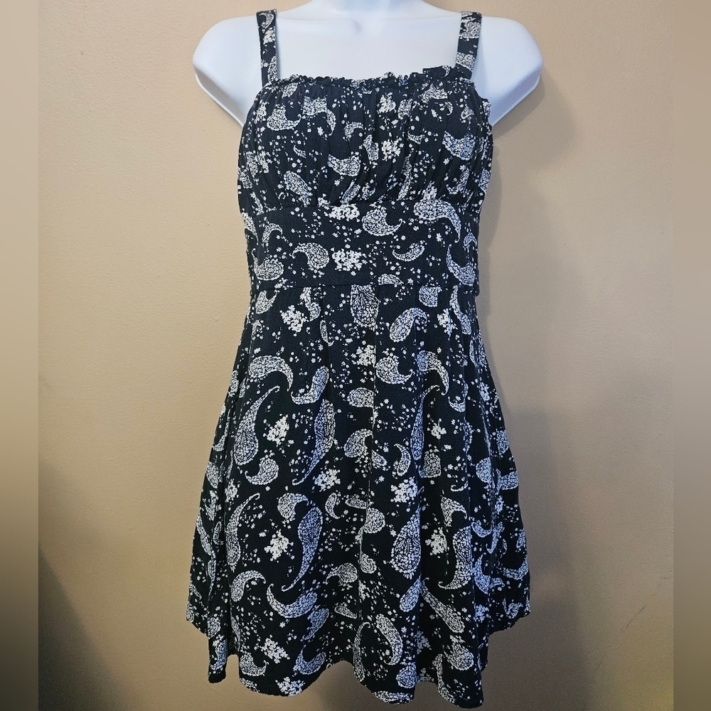 Mi Ami Women's Size S Paisley Print Mini Dress Blue/White Y2K - Picture 1 of 5